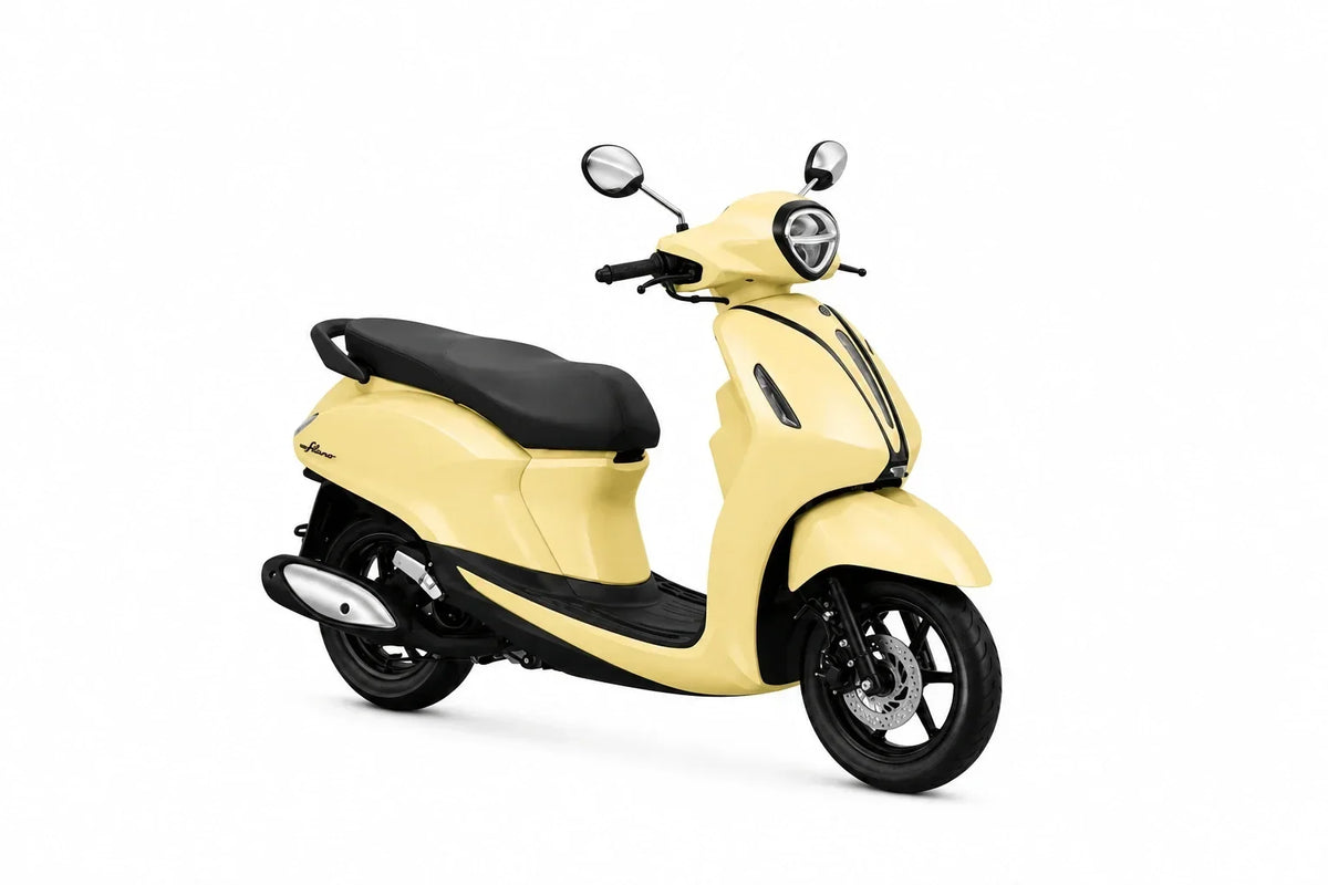 Yamaha Grand Filano 125 scooter in yellow showing its premium retro-modern design