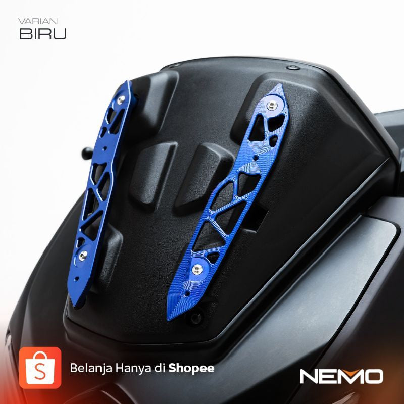 NEMO Windshield / Visor Onyx + Bracket CNC Yamaha NMAX Turbo and Neo - Alternate View