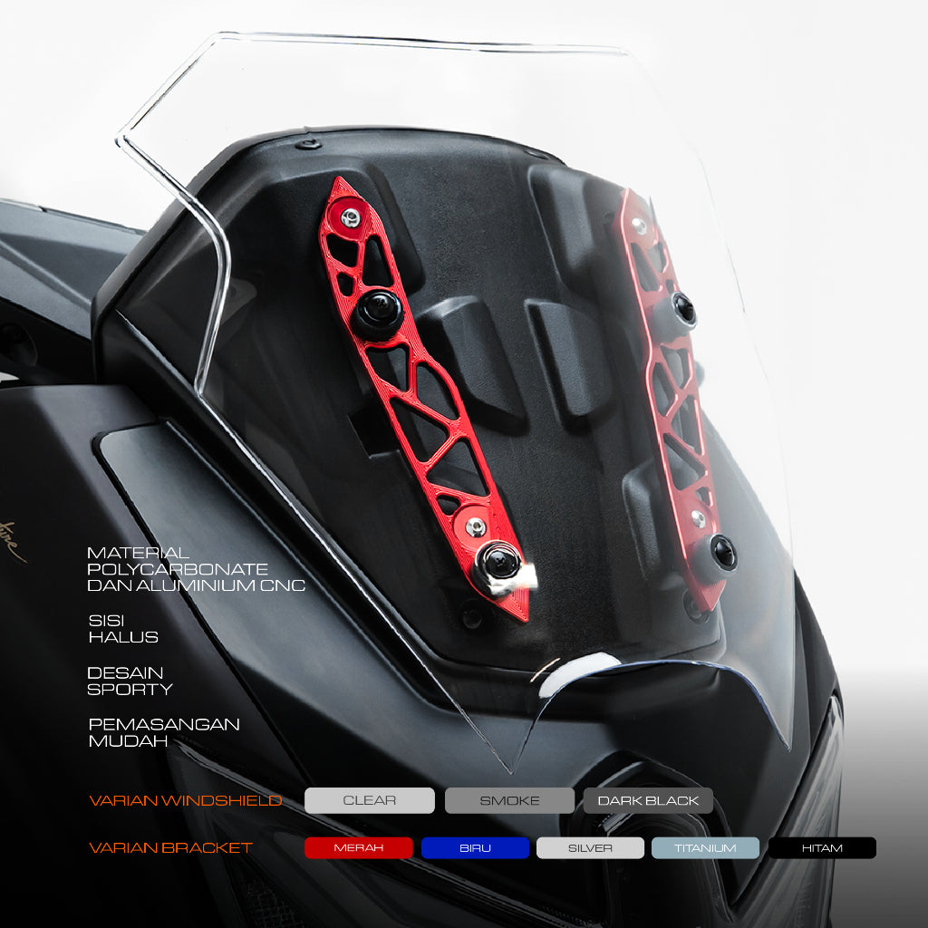 NEMO Windshield / Visor Onyx + Bracket CNC Yamaha NMAX Turbo and Neo