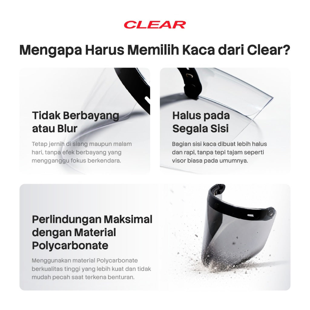 Clear Mirror Helm Visor TW02 Helm Retro Universal 3 Kancing